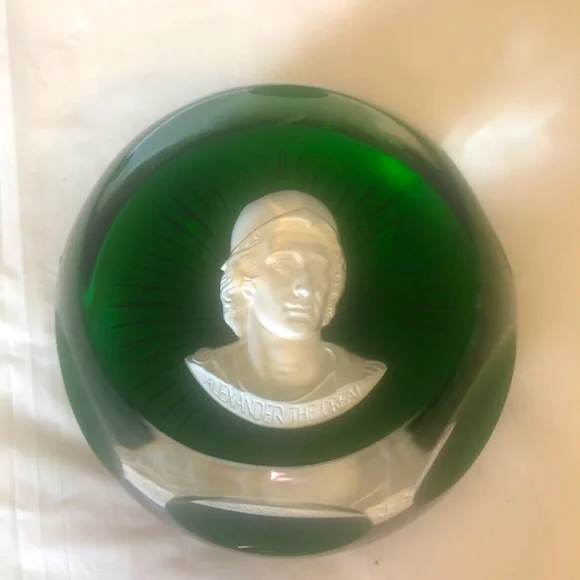 Alexander the Great lead crystal Baccarat paperweight in mint condition